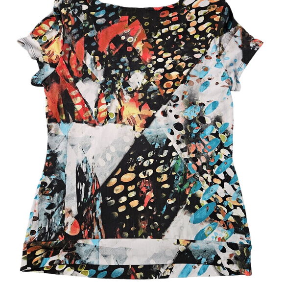 Libra Womens Blouse Multi-Color Size PS Polyester Blend Short Sleeve Stretch - Picture 14 of 16